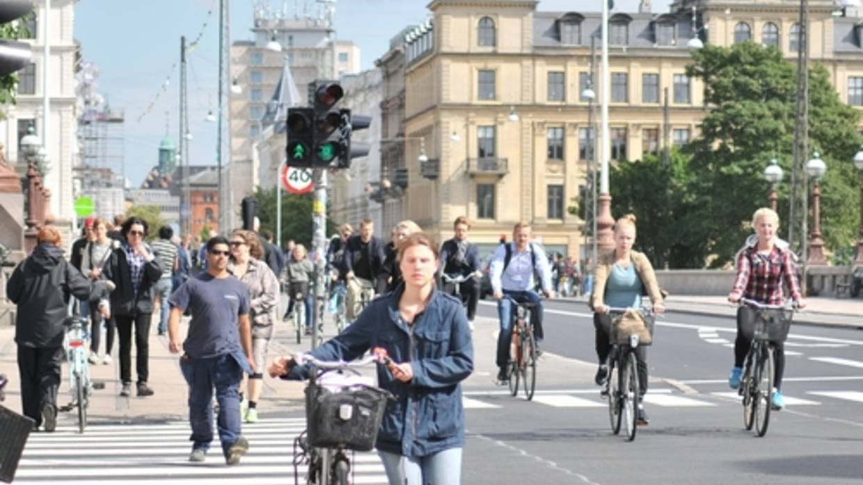 Pedestrians navigate a European City